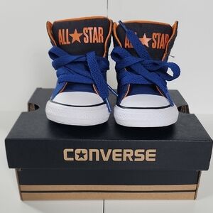 Converse Kids All Star Blue and Orange High Top Sneakers - New!  754407F